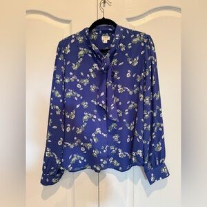 J. Crew Factory Tie-neck bow blouse, size L